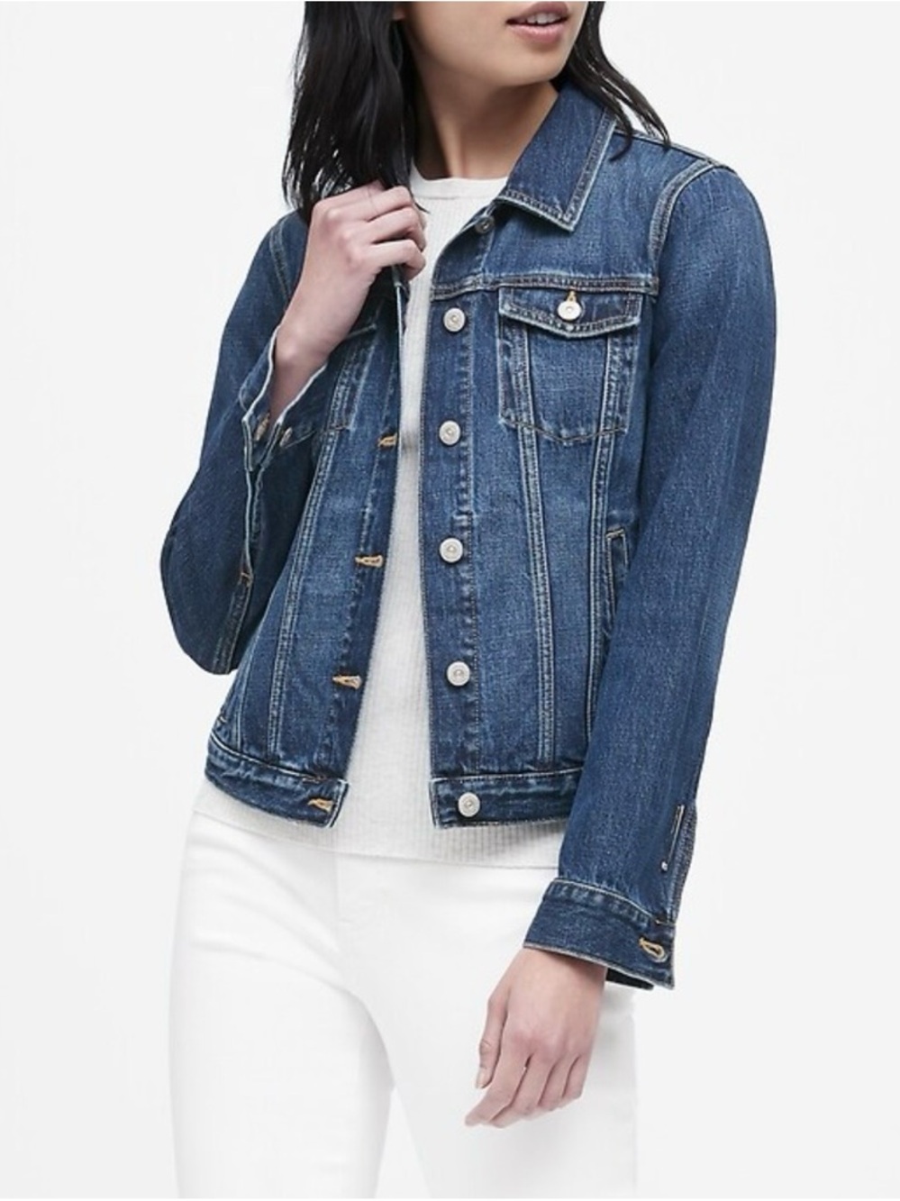 Banana‎ Republic Women’s Classic 100% Cotton Blue Denim Jean Jacket Size Small
